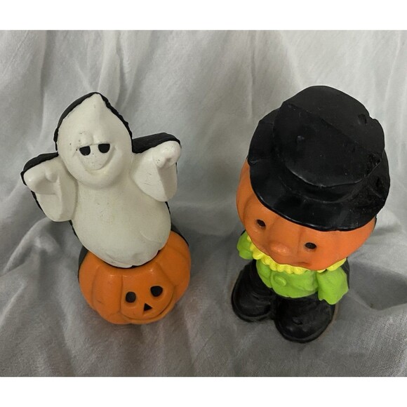 Vtg Wizard Halloween Decorative Wax  80s Ghost Pumpkin Head Scarecrow Man READ - Picture 6 of 7